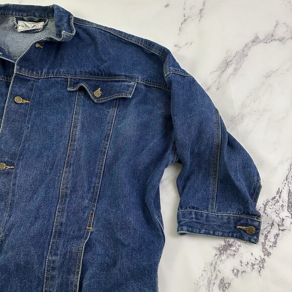 East West Womens Vintage 80s Denim Jean Jacket Plus Size 2x Butterfly Beaded - Picture 4 of 13